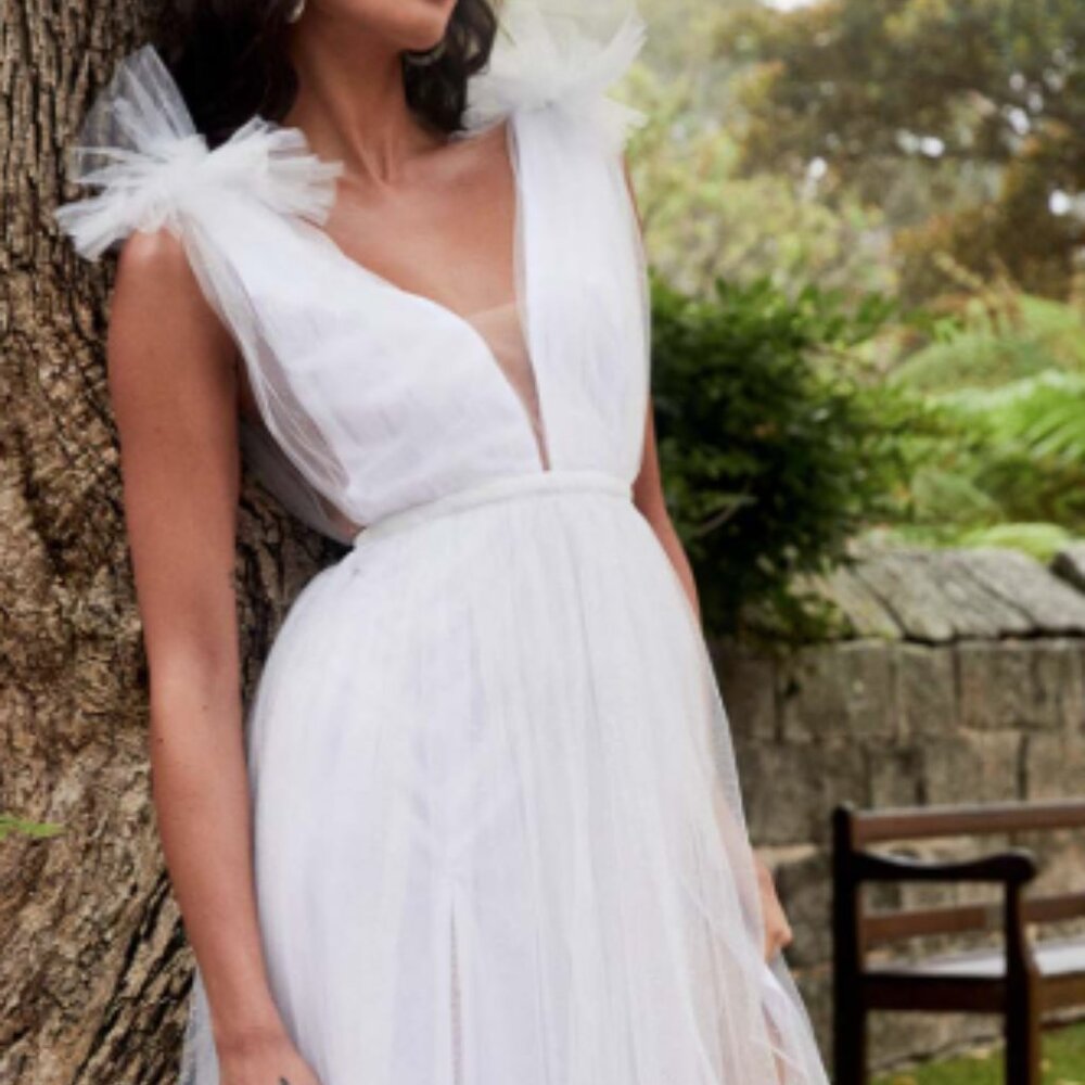 Selfie Leslie Mesh Midi Dress Glitter White